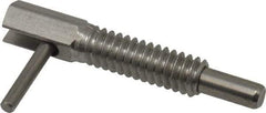 Vlier - 1/4-20, 0.8" Thread Length, 0.16" Plunger Diam, 0.5 Lb Init to 2.5 Lb Final End Force, Stainless Steel Locking L Handle Plunger - 1-1/4" Body Length, 0.8" Length Under Head, 0.38" Plunger Projection - Industrial Tool & Supply