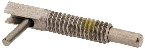 Vlier - 1/4-20, 0.8" Thread Length, 0.16" Plunger Diam, 0.5 Lb Init to 2.5 Lb Final End Force, Stainless Steel Locking L Handle Plunger - 1-1/4" Body Length, 0.8" Length Under Head, Locking Element, 0.38" Plunger Projection - Industrial Tool & Supply