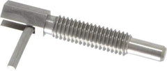 Vlier - 3/8-16, 1.18" Thread Length, 1/4" Plunger Diam, 0.75 Lb Init to 3.75 Lb Final End Force, Stainless Steel Locking L Handle Plunger - 2" Body Length, 1.31" Length Under Head, 0.56" Plunger Projection - Industrial Tool & Supply