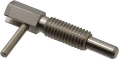Vlier - 1/2-13, 1.1" Thread Length, 0.31" Plunger Diam, 1 Lb Init to 5 Lb Final End Force, Stainless Steel Locking L Handle Plunger - 2.11" Body Length, 1-1/4" Length Under Head, 3/4" Plunger Projection - Industrial Tool & Supply