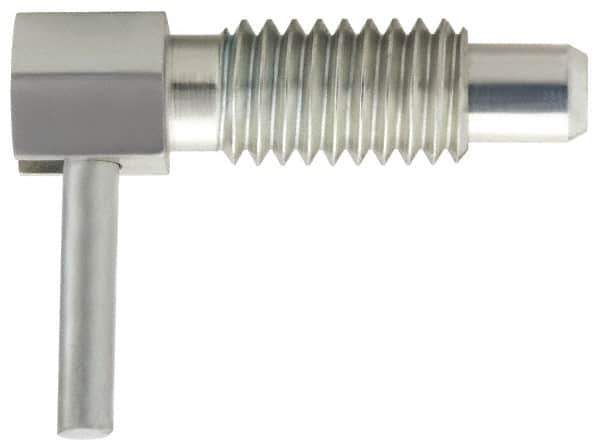 Vlier - 1/4-20 Thread, 1/2" Thread Length, 0.16" Plunger Diam, 0.12 Lb Init to 0.5 Lb Final End Force, Stainless Steel Locking L Handle Plunger - 3/4" Body Length, 1/2" Length Under Head, 0.2" Plunger Projection - Industrial Tool & Supply