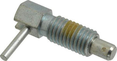 Vlier - 5/8-11, 1.07" Thread Length, 0.38" Plunger Diam, 0.75 Lb Init to 2.5 Lb Final End Force, Steel Locking L Handle Plunger - 1.88" Body Length, 1-1/4" Length Under Head, Locking Element, 1/2" Plunger Projection - Industrial Tool & Supply