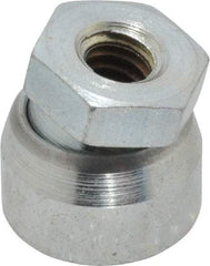 Vlier - 1/4-20, 5/8" Pad Diam, Uncoated Bottom, Steel Toggle Pad - 5/16 Depth, 5/8" OAL, 1/2" Width Across Flats, Zinc Plated Gold Chromate, 15° Swivel Angle - Industrial Tool & Supply