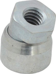 Vlier - 5/16-18, 11/16" Pad Diam, Uncoated Bottom, Steel Toggle Pad - 3/8 Depth, 3/4" OAL, 5/16" Width Across Flats, Zinc Plated Gold Chromate, 15° Swivel Angle - Industrial Tool & Supply