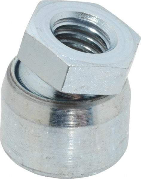 Vlier - 3/8-16, 3/4" Pad Diam, Uncoated Bottom, Steel Toggle Pad - 3/8 Depth, 3/16" OAL, 5/8" Width Across Flats, Zinc Plated Gold Chromate, 15° Swivel Angle - Industrial Tool & Supply