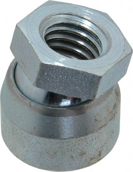 Vlier - 1/2-13, 7/8" Pad Diam, Uncoated Bottom, Steel Toggle Pad - 7/16 Depth, 15/16" OAL, 3/4" Width Across Flats, Zinc Plated Gold Chromate, 15° Swivel Angle - Industrial Tool & Supply