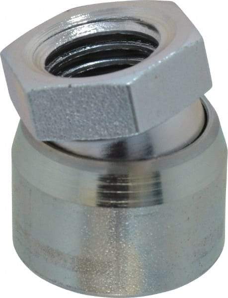 Vlier - 3/4-10, 1-1/4" Pad Diam, Uncoated Bottom, Steel Toggle Pad - 5/8 Depth, 1-11/32" OAL, 1-1/16" Width Across Flats, Zinc Plated Gold Chromate, 15° Swivel Angle - Industrial Tool & Supply