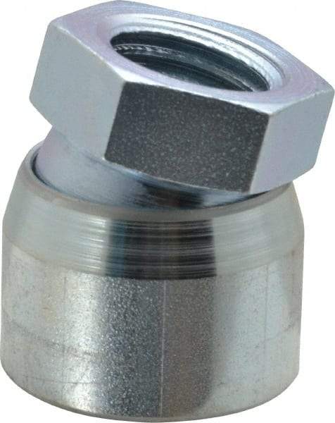 Vlier - 1-8, 1-5/8" Pad Diam, Uncoated Bottom, Steel Toggle Pad - 13/16 Depth, 1-53/64" OAL, 1-3/8" Width Across Flats, Zinc Plated Gold Chromate, 15° Swivel Angle - Industrial Tool & Supply
