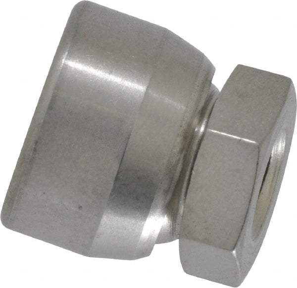 Vlier - 1/4-20, 5/8" Pad Diam, Uncoated Bottom, Stainless Steel Toggle Pad - 5/16 Depth, 5/8" OAL, 1/2" Width Across Flats, 15° Swivel Angle - Industrial Tool & Supply