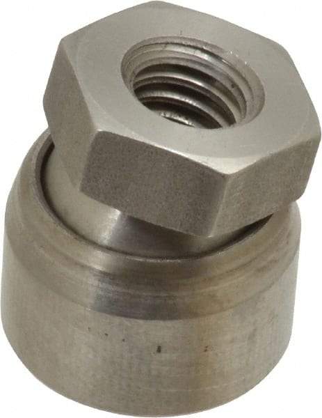 Vlier - 5/16-18, 11/16" Pad Diam, Uncoated Bottom, Stainless Steel Toggle Pad - 3/8 Depth, 3/4" OAL, 9/16" Width Across Flats, 15° Swivel Angle - Industrial Tool & Supply