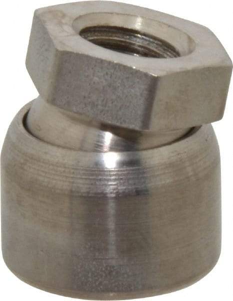 Vlier - 3/8-16, 3/4" Pad Diam, Uncoated Bottom, Stainless Steel Toggle Pad - 3/8 Depth, 3/16" OAL, 5/8" Width Across Flats, 15° Swivel Angle - Industrial Tool & Supply