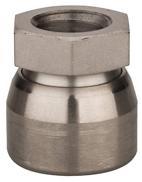 Vlier - 1/2-13, 7/8" Pad Diam, Uncoated Bottom, Stainless Steel Toggle Pad - 7/16 Depth, 15/16" OAL, 3/4" Width Across Flats, 15° Swivel Angle - Industrial Tool & Supply