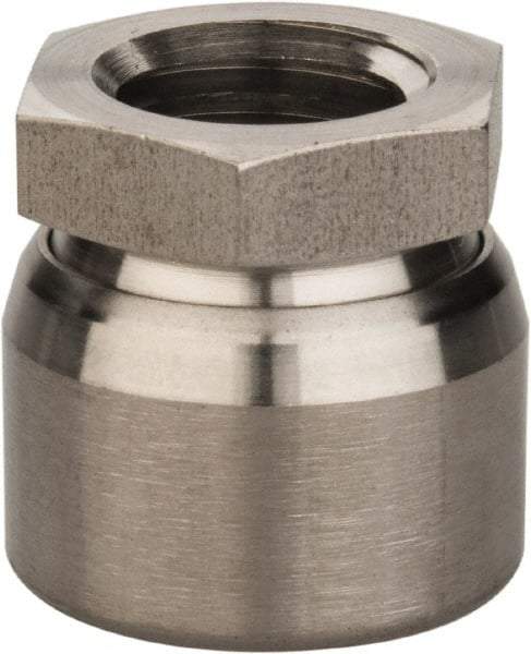 Vlier - 5/8-11, 11/16" Pad Diam, Uncoated Bottom, Stainless Steel Toggle Pad - 7/16 Depth, 1" OAL, 7/8" Width Across Flats, 15° Swivel Angle - Industrial Tool & Supply