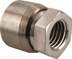 Vlier - 3/4-10, 1-1/4" Pad Diam, Uncoated Bottom, Stainless Steel Toggle Pad - 5/8 Depth, 1-11/32" OAL, 1-1/16" Width Across Flats, 15° Swivel Angle - Industrial Tool & Supply