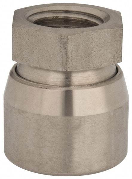 Vlier - 1-8, 1-5/8" Pad Diam, Uncoated Bottom, Stainless Steel Toggle Pad - 13/16 Depth, 1-53/64" OAL, 1-3/8" Width Across Flats, 15° Swivel Angle - Industrial Tool & Supply