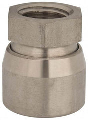 Vlier - 1-8, 1-5/8" Pad Diam, Uncoated Bottom, Stainless Steel Toggle Pad - 13/16 Depth, 1-53/64" OAL, 1-3/8" Width Across Flats, 15° Swivel Angle - Industrial Tool & Supply