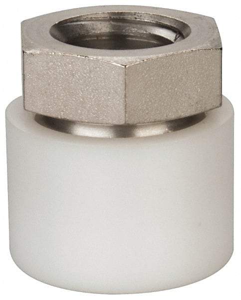 Vlier - 1/2-13, 7/8" Pad Diam, Uncoated Bottom, Stainless Steel Toggle Pad - 7/16 Depth, 15/16" OAL, 3/4" Width Across Flats, 15° Swivel Angle - Industrial Tool & Supply