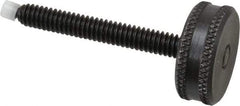 Vlier - 1/4-20 Knurled Shoulderless Swivel Pad Tip Steel Thumb Screw - 2-3/8" OAL, 1" Head Diam x 3/8" Head Height, Black Oxide Finish - Industrial Tool & Supply