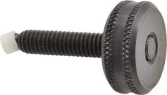 Vlier - 5/16-18 Knurled Shoulderless Swivel Pad Tip Steel Thumb Screw - 1-15/16" OAL, 1-1/8" Head Diam x 7/16" Head Height, Black Oxide Finish - Industrial Tool & Supply