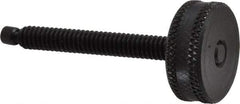 Vlier - 1/4-20 Knurled Shoulderless Swivel Pad Tip Steel Thumb Screw - 2-3/8" OAL, 1" Head Diam x 3/8" Head Height, Black Oxide Finish - Industrial Tool & Supply