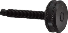 Vlier - 5/16-18 Knurled Shoulderless Swivel Pad Tip Steel Thumb Screw - 2-7/16" OAL, 1-1/8" Head Diam x 7/16" Head Height, Black Oxide Finish - Industrial Tool & Supply