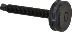 Vlier - 3/8-16 Knurled Shoulderless Swivel Pad Tip Steel Thumb Screw - 3" OAL, 1-1/4" Head Diam x 1/2" Head Height, Black Oxide Finish - Industrial Tool & Supply