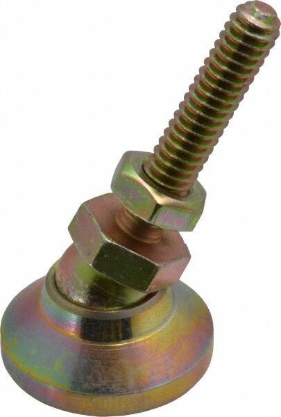 Vlier - 1/4-20 Bolt Thread, Studded Pivotal Stud Mount Leveling Pad & Mount - 1,100 Max Lb Capacity, 1" Base Diam - Industrial Tool & Supply