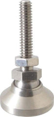Vlier - 1/4-20 Bolt Thread, Studded Pivotal Stud Mount Leveling Pad & Mount - 1,100 Max Lb Capacity, 1" Base Diam - Industrial Tool & Supply