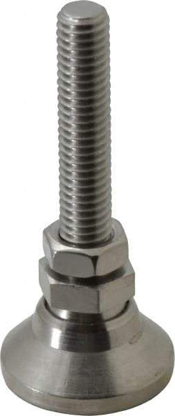 Vlier - 3/8-16 Bolt Thread, Studded Pivotal Stud Mount Leveling Pad & Mount - 3,750 Max Lb Capacity, 1-1/4" Base Diam - Industrial Tool & Supply