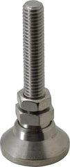 Vlier - 3/8-16 Bolt Thread, Studded Pivotal Stud Mount Leveling Pad & Mount - 3,750 Max Lb Capacity, 1-1/4" Base Diam - Industrial Tool & Supply