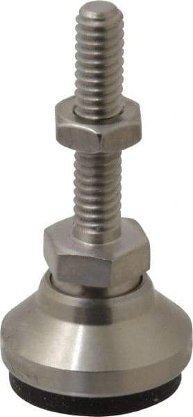 Vlier - 1/4-20 Bolt Thread, Studded Pivotal Stud Mount Leveling Pad & Mount - 1,400 Max Lb Capacity, 1" Base Diam - Industrial Tool & Supply
