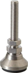 Vlier - 3/8-16 Bolt Thread, Studded Pivotal Stud Mount Leveling Pad & Mount - 3,750 Max Lb Capacity, 1-1/4" Base Diam - Industrial Tool & Supply