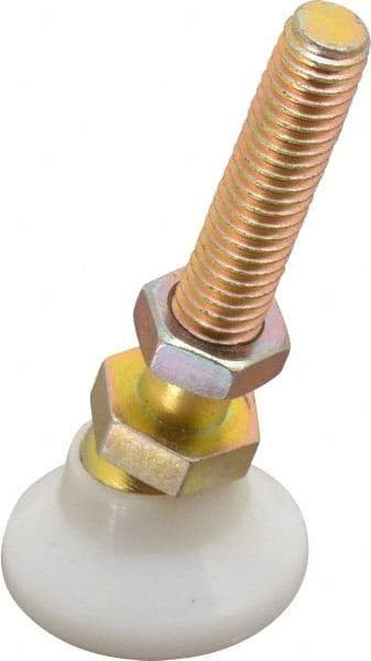 Vlier - 3/8-16 Bolt Thread, Studded Pivotal Stud Mount Leveling Pad & Mount - 300 Max Lb Capacity, 1-1/4" Base Diam - Industrial Tool & Supply