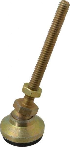 Vlier - 1/4-20 Bolt Thread, Studded Pivotal Stud Mount Leveling Pad & Mount - 800 Max Lb Capacity, 1" Base Diam - Industrial Tool & Supply