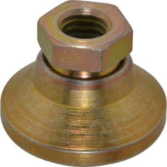 Vlier - 3750 Lb Capacity, 3/8-16 Thread, 7/8" OAL, Steel Stud, Tapped Pivotal Socket Mount Leveling Pad - 1-1/4" Base Diam, Steel Pad, 5/8" Hex - Industrial Tool & Supply