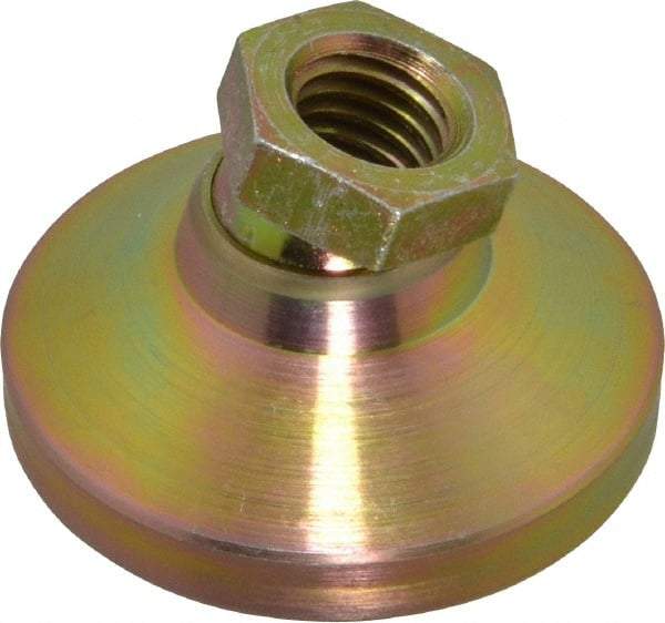 Vlier - 5000 Lb Capacity, 1/2-13 Thread, 1-1/8" OAL, Steel Stud, Tapped Pivotal Socket Mount Leveling Pad - 1-7/8" Base Diam, Steel Pad, 3/4" Hex - Industrial Tool & Supply
