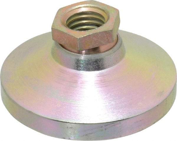 Vlier - 6000 Lb Capacity, 5/8-11 Thread, 1-1/4" OAL, Steel Stud, Tapped Pivotal Socket Mount Leveling Pad - 2-1/2" Base Diam, Steel Pad, 7/8" Hex - Industrial Tool & Supply
