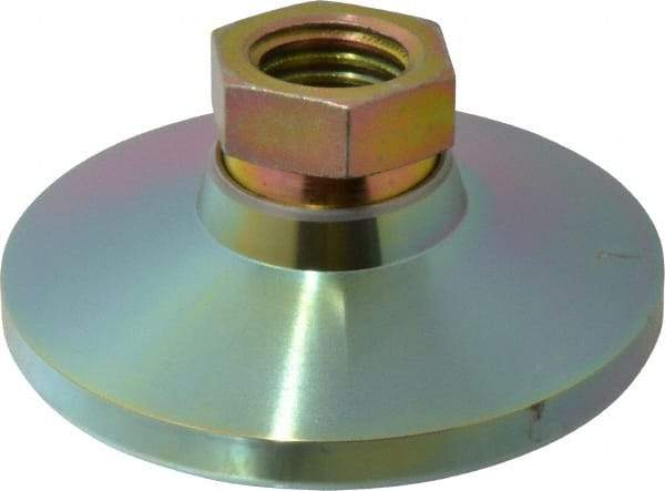 Vlier - 22000 Lb Capacity, 1-8 Thread, 1-7/8" OAL, Steel Stud, Tapped Pivotal Socket Mount Leveling Pad - 4" Base Diam, Steel Pad, 1-3/8" Hex - Industrial Tool & Supply
