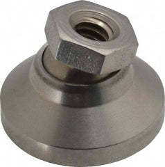 Vlier - 1100 Lb Capacity, 1/4-20 Thread, 45/64" OAL, Stainless Steel Stud, Tapped Pivotal Socket Mount Leveling Pad - 1" Base Diam, Stainless Steel Pad, 1/2" Hex - Industrial Tool & Supply