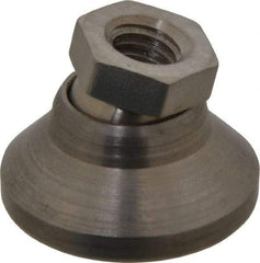 Vlier - 3750 Lb Capacity, 3/8-16 Thread, 7/8" OAL, Stainless Steel Stud, Tapped Pivotal Socket Mount Leveling Pad - 1-1/4" Base Diam, Stainless Steel Pad, 5/8" Hex - Industrial Tool & Supply