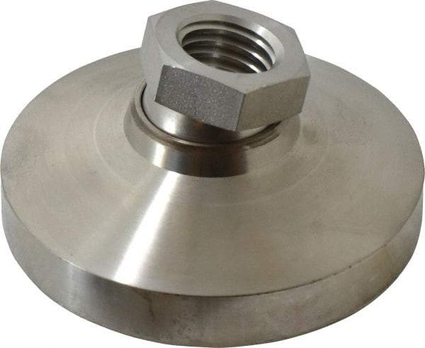 Vlier - 7200 Lb Capacity, 3/4-10 Thread, 1-1/2" OAL, Stainless Steel Stud, Tapped Pivotal Socket Mount Leveling Pad - 3" Base Diam, Stainless Steel Pad, 1-1/16" Hex - Industrial Tool & Supply