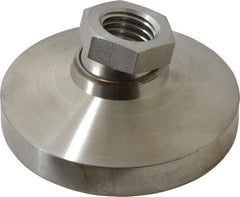 Vlier - 7200 Lb Capacity, 3/4-10 Thread, 1-1/2" OAL, Stainless Steel Stud, Tapped Pivotal Socket Mount Leveling Pad - 3" Base Diam, Stainless Steel Pad, 1-1/16" Hex - Industrial Tool & Supply