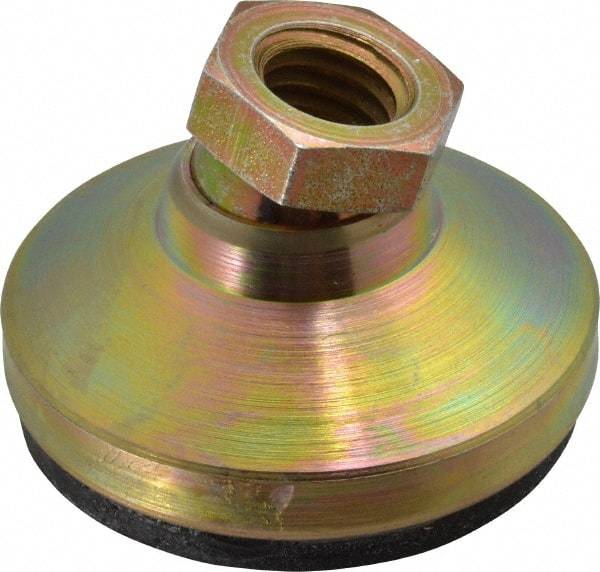 Vlier - 3750 Lb Capacity, 1/2-13 Thread, 1-1/8" OAL, Steel Stud, Tapped Pivotal Socket Mount Leveling Pad - 1-7/8" Base Diam, Elastomer Pad, 3/4" Hex - Industrial Tool & Supply