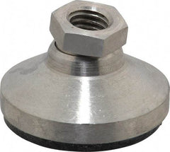 Vlier - 3750 Lb Capacity, 1/2-13 Thread, 1-1/8" OAL, Stainless Steel Stud, Tapped Pivotal Socket Mount Leveling Pad - 1-7/8" Base Diam, Elastomer Pad, 3/4" Hex - Industrial Tool & Supply