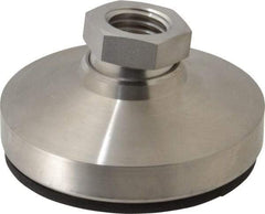 Vlier - 5400 Lb Capacity, 3/4-10 Thread, 1-1/2" OAL, Stainless Steel Stud, Tapped Pivotal Socket Mount Leveling Pad - 3" Base Diam, Elastomer Pad, 1-1/16" Hex - Industrial Tool & Supply