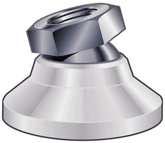 Vlier - 300 Lb Capacity, 3/8-16 Thread, 7/8" OAL, Stainless Steel Stud, Tapped Pivotal Socket Mount Leveling Pad - 1-1/4" Base Diam, Delrin Pad, 5/8" Hex - Industrial Tool & Supply