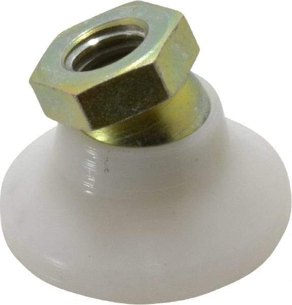 Vlier - 300 Lb Capacity, 3/8-16 Thread, 7/8" OAL, Steel Stud, Tapped Pivotal Socket Mount Leveling Pad - 1-1/4" Base Diam, Delrin Pad, 5/8" Hex - Industrial Tool & Supply