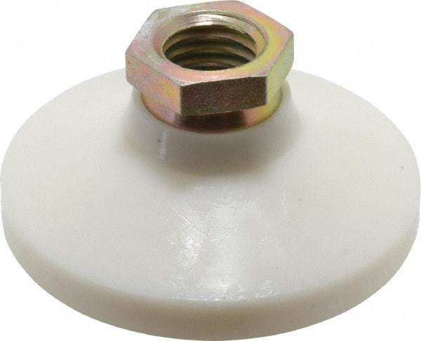 Vlier - 1200 Lb Capacity, 5/8-11 Thread, 1-1/4" OAL, Steel Stud, Tapped Pivotal Socket Mount Leveling Pad - 2-1/2" Base Diam, Delrin Pad, 7/8" Hex - Industrial Tool & Supply