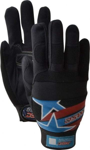 MSC - Size S (7) Amara with Padding Anti-Vibration/Impact Protection Work Gloves - For Mechanic's & Lifting, Uncoated, Hook & Loop Cuff, Full Fingered, Stars & Stripes, Paired - Industrial Tool & Supply