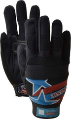 MSC - Size S (7) Amara with Padding Anti-Vibration/Impact Protection Work Gloves - For Mechanic's & Lifting, Uncoated, Hook & Loop Cuff, Full Fingered, Stars & Stripes, Paired - Industrial Tool & Supply